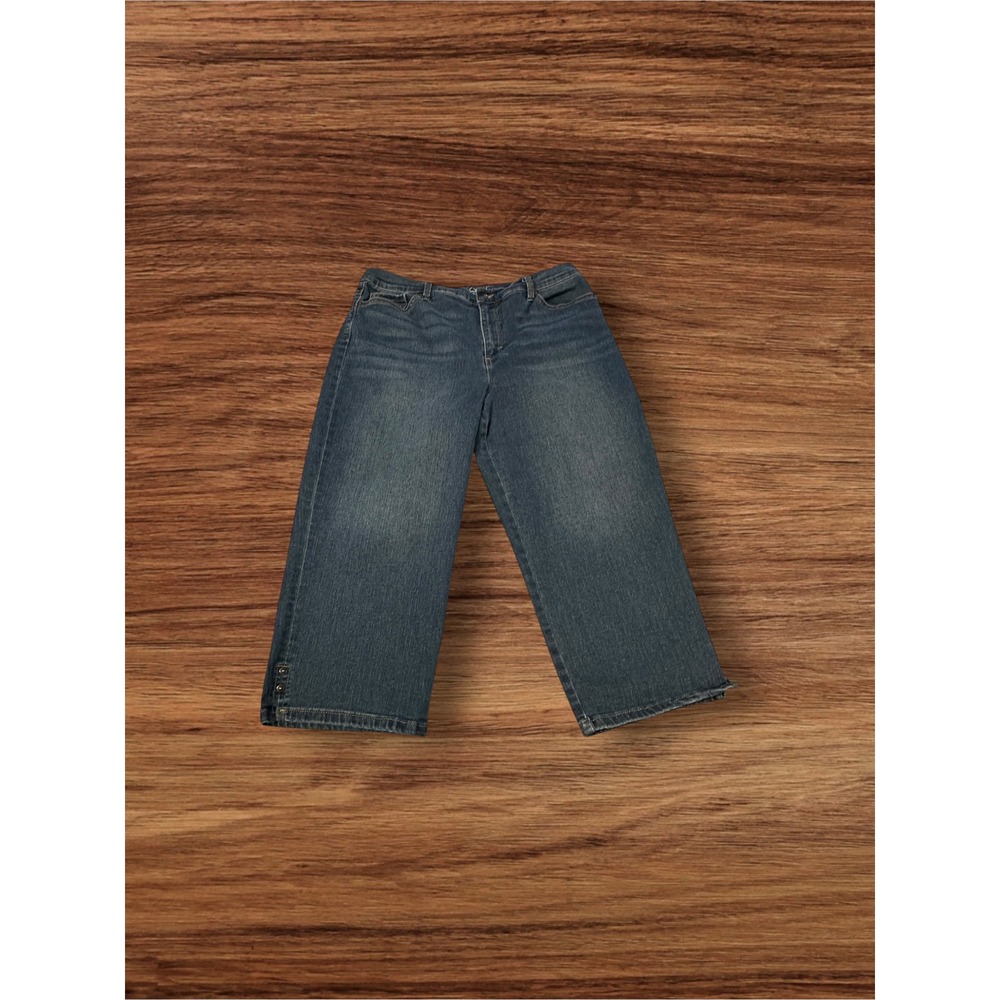 Gloria Vanderbilt Amanda Jeans Womens 12 Blue Wide Leg Crop Slimming